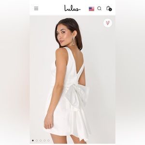 Lulus White Taffeta Bow Mini Dress